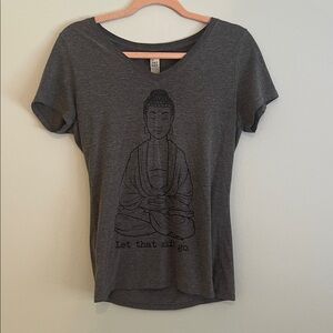 Women’s Gray Graphic V-Neck Tee - Let That Go